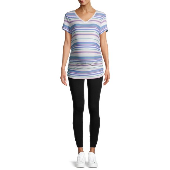 Time and Tru Maternity Basic Short Sleeve T-Shirt Striped XL - Picture 5 of 5